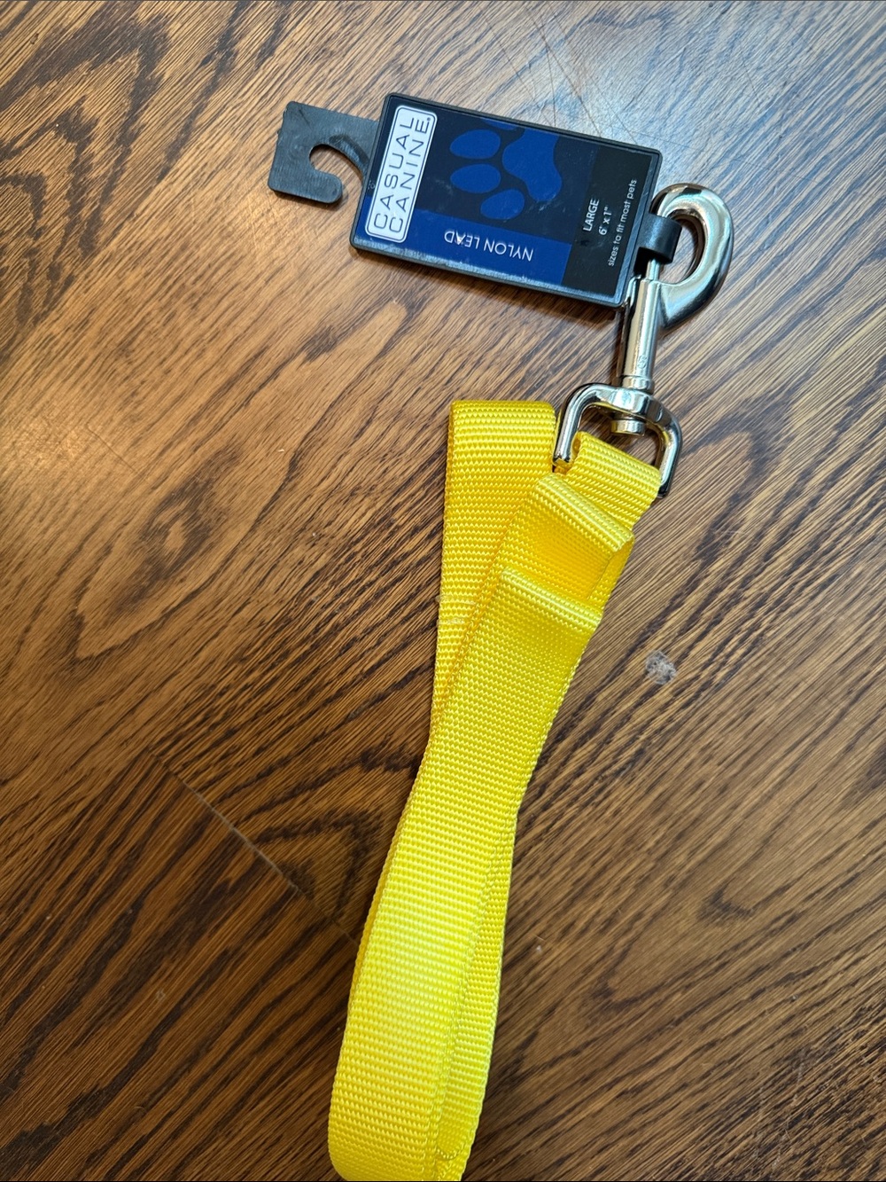 Casual Canine Bright Yellow Nylon Dog Leash with Silver Clip